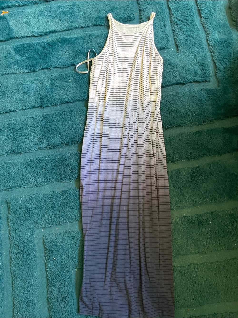 Athleta White Tank with blue fade dress